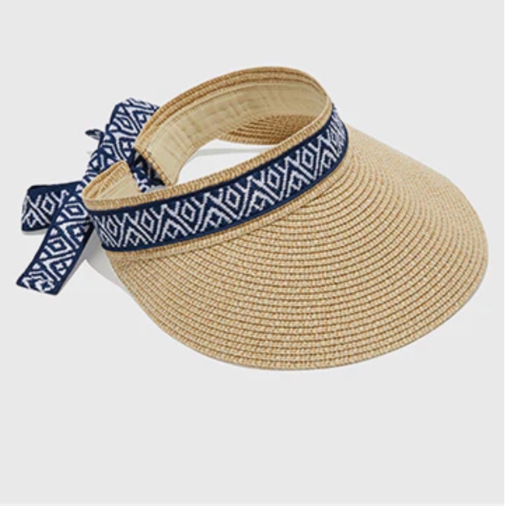 Sea & Grass Straw Visor with Ribbon